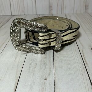 Brown & Black animal print western belt